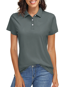 Polo de Mujer de Moda 2026, Polo de Manga Corta de Color Sólido, Transpirable, de Poliéster Tejido, Informal - Product Image 2