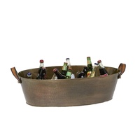 Bac à Boissons en Métal Martelé de Luxe, Seau à Glace Élégant pour Fêtes, Design Rustique pour Servir les Boissons