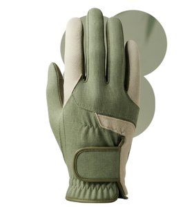 Gant de golf en cuir Cabretta de qualité supérieure, main droite, microfibre antidérapante, fermeture auto-agrippante, unisexe, vert sport avec accents beiges - Product Image 1