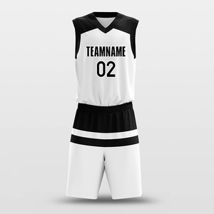 Uniformes de basket-ball sublimés personnalisés, sans manches, col en V, 100% polyester, respirant, unisexe, vêtements d'équipe pour adultes, blanc, noir, 02 - Product Image 2