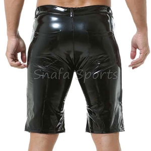 Shorts en cuir pour hommes, coupe slim élégante, style streetwear, pour soirée, décontracté et tenue de nuit - Product Image 2