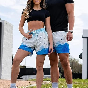 Pantalones Cortos de Malla Personalizados de Primera Calidad para Hombre, 100% Poliéster, Diseño de Calavera en Degradado Azul, Logotipo Personalizado Grabado con Láser en la Parte Delantera, Más Vendidos - Product Image 2