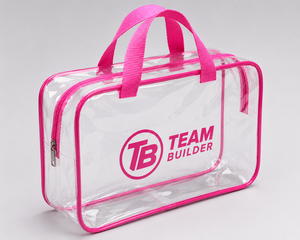 Sac de toilette transparent rose TEAM BUILDER avec poignées, organiseur de cosmétiques étanche à fermeture éclair, capacité 401-500 ml - Product Image 4