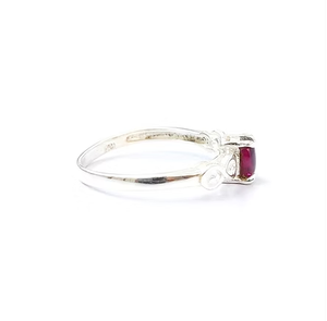 Pinkish-Red <b>Garnet</b> Gemstone Simple Band with Modern Design <b>Ring</b> 925 <b>Silver</b> Fine Jewellery Everyday Wear - Product Image 3