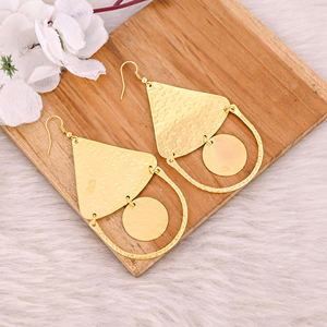 Boucles d'oreilles pendantes en laiton faites à la main pour les tenues quotidiennes, boucles d'oreilles pendantes en laiton tendance pour les occasions spéciales - Product Image 3