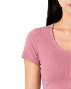 เสื้อครอปแขนสั้นทรงเข้ารูปสีชมพูสำหรับผู้หญิง ผ้าคอตตอนผสมสแปนเด็กซ์ ยืดได้ สวมใส่สบาย เหมาะสำหรับฤดูร้อน มีกระดุม ดีไซน์ทันสมัย - Product Image 3