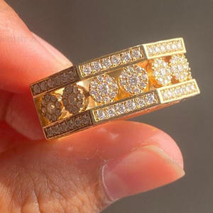 Bague en argent sterling 925 rhodié avec cluster de diamants Moissanite 1,42 carat, alliance de mariage et d'anniversaire pour hommes et femmes, bijoux hip-hop glacés - Product Image 1