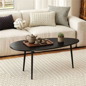 "Marble Oval Coffee <b>Table</b> with Black Metal Base Stylish Irregular Shape Heavy Duty Multifunctional Decorative <b>Sofa</b> Side <b>Table</b>" - Product Image 6