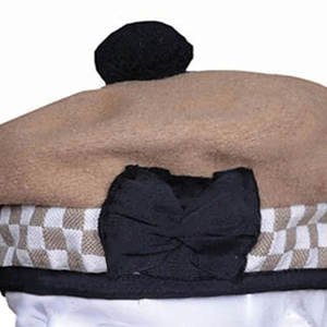 Gorro Balmoral 100% Lana, Color Blanco Dorado y Negro, Hecho a Mano, Tradicional Escocés, para Kilt, OEM ODM 2026 - Product Image 4