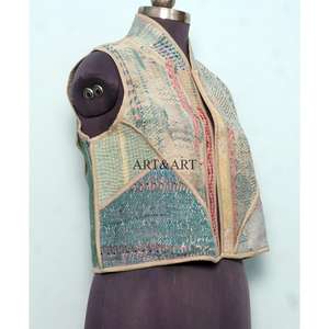 Nouvelle veste sans manches en coton Kantha indien fait main, best-seller, multicolore, patchwork, décontractée, respirante - Product Image 4
