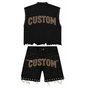 Camiseta sin Mangas para Hombre, Diseño Personalizado de Alta Calidad con Pedrería, Estilo Desgastado, Nueva Tendencia, Servicio OEM, 100% Algodón - Product Image 3