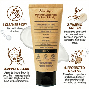 OEM Natural Grass-Fed Tallow Mineral Sunscreen SPF 50 Zinc Oxide Physical Sunblock <strong>Face</strong> Body Waterproof <strong>Sun</strong> <strong>Cream</strong> - Product Image 6