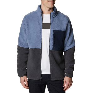 Men's Fleece <b>Jacket</b> Stand Collar Zipper Closure Windproof Casual Winter Wear Warm <b>Sherpa</b> <b>Lined</b> Anti-Pilling Loose Fit - Product Image 3