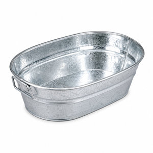 Exclusivo Cubo Ovalado Grande de Acero Galvanizado de Alta Calidad para Bebidas y Servicio de Catering con Asas - Product Image 1