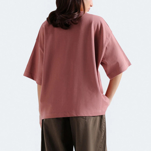 เสื้อยืดคอกลมโอเวอร์ไซส์สำหรับผู้หญิง แขนสั้น ทรงปกติ สีพื้น ผ้าฝ้ายฟลีซ 100% เป็นมิตรกับสิ่งแวดล้อม ป้องกันรอยยับ แห้งเร็ว - Product Image 2