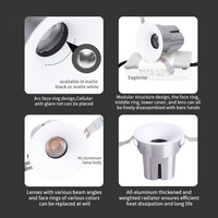 Spot LED encastré modulaire à surface courbe 12W Ra92 CRI élevé avec garniture et angle de faisceau personnalisables