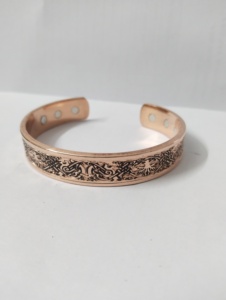 Copper <b>Bracelet</b> With Om Symbol Embossed Design Fashionable <b>Metal</b> Cuff Jewelry For Men Women - Product Image 4