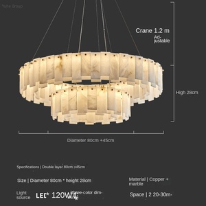 Lámpara Colgante LED Ovalada de Mármol y Vidrio, Estilo Nórdico Moderno Minimalista, Iluminación Regulable para Restaurante y Hotel - Product Image 3