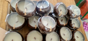 Natural Coconut Shell <b>Candles</b> With <b>Orange</b> Slices And Cinnamon Sticks Eco Friendly Home Decor - Product Image 5