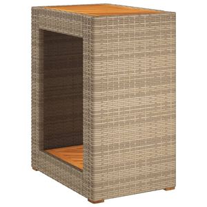 Tavolino da giardino in Poly Rattan Beige con piano in legno 23.6 tavoli da esterno "x 15.7" x 29.5" - Product Image 2