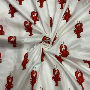 Tela de Algodón Orgánica Ecológica con Diseño de Langosta Estampada para Prendas, Bolsas, Proyectos de Manualidades y Decoración del Hogar - Product Image 1