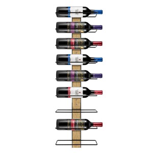 Industrial Acacia Wood Wall-<b>Mounted</b> Wine Rack - 10 Bottle Metal <b>Frame</b> Holder Wholesale - Product Image 2