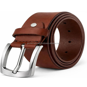 Ceinture décontractée unisexe en cuir pleine fleur sur mesure, élégante, 100 % cuir véritable, avec rivets Chicago pour changement de boucle - Product Image 2