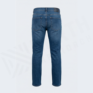 Jean en denim coupe droite délavé foncé pour homme, taille mi-haute, coupe ajustée, en coton, style décontracté, pantalon de printemps - Product Image 2