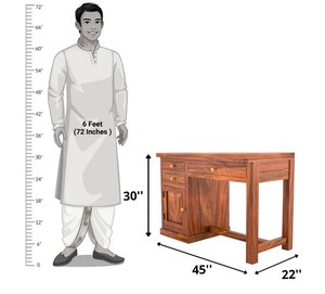 Solid Wood Home Office <b>Desk</b> with Storage Cabinet |Modern Wood <b>Study</b> Table | Jodhpur Export Handcrafted - Product Image 3