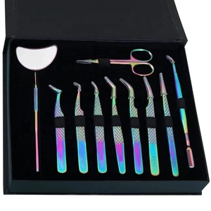 Pinzas de pestañas de acero inoxidable japonesas con logotipo personalizado profesional, punta de fibra ecológica, agarre de diamante, aislamiento personalizable - Product Image 1