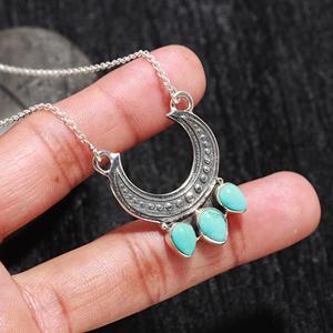 Genuine Pear Turquoise Charm Pendant 925 Sterling <b>Silver</b> Statement Jewelry Turquoise <b>Necklace</b> Blue Topaz Christmas Gift - Product Image 2