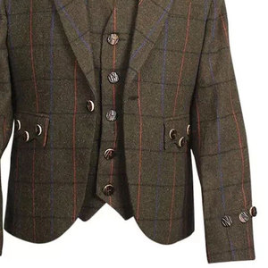 Veste traditionnelle écossaise pour homme en tweed marron à motif Argyle, veste de kilt écossais pour mariage 2026 - Product Image 3