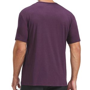 Men's <b>Purple</b> Short Sleeve Cotton T-Shirt With Chest Pocket Regular Fit Casual Jersey Knit O-Neck Solid Color Top - Product Image 3