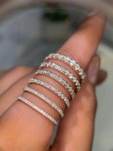 แหวนแต่งงานเพชรแล็บโกรว์สุดหรูแบบครึ่งวง ทองคำแท้ 10K 14K 18K แหวนซ้อนกันได้ พร้อมใบรับรองเพชร เครื่องประดับเจ้าสาว - Product Image 2