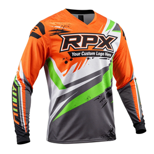 Maillot de course moto personnalisé à manches longues, sublimé, noir, orange, vert, noir, polyester à séchage rapide, maillot de motocross - Product Image 4