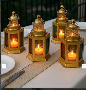 Lanterne à bougie en verre gaufré, lampe suspendue faite à la main, décoration pour la maison, mariage, Ramadan - Product Image 6
