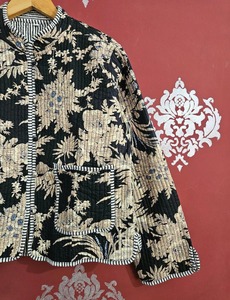 Indian Handmade <b>Knitted</b> Cotton Quilted Reversible <b>Animal</b> Print Three Quarter Sleeve Turn-down Collar 200g Women's Jacket - Product Image 5