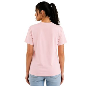 เสื้อยืดลำลองผู้หญิงสีชมพูพิมพ์ลายดอกไม้ตามสั่ง พร้อมโลโก้แบบกำหนดเอง แขนสั้น คอกลม แฟชั่นท็อปสำหรับฤดูร้อน - Product Image 2