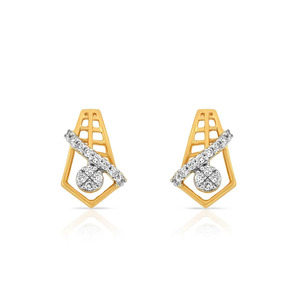 Boucles d'oreilles clous diamantées en forme de bouclier abstrait doré - Product Image 1
