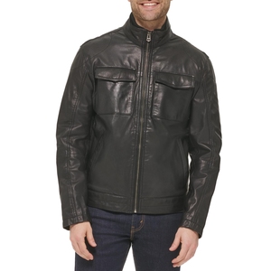 High Quality Plus Size <b>Men's</b> Leather Jacket Canvas Stand Collar with Outdoor Use Winter Season jacket for <b>men</b> - Product Image 3