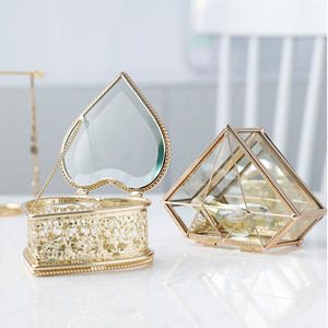 <b>Large</b> Square Glass Luxury Jewelry <b>Box</b> Enamel Butterfly Design Pink/Purple Silver Metal Edging Magnetic Closure Durable Portable - Product Image 1