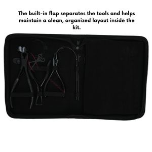 Kit de herramientas para extensiones de cabello negro de salón: Peine de cola, pinzas de separación y gran tamaño, tijeras, alicates para cuentas, gancho y lazo. - Product Image 5