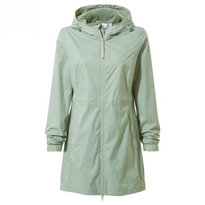 <b>Women's</b> <b>Packable</b> Woven Bomber Rain <b>Jacket</b> Hooded Waterproof Full Zip Outdoor Travel Windproof - Product Image 1