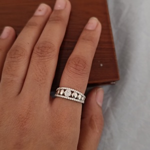 Namivaa Pearl Diamond Geometric <b>Cocktail</b> <b>Ring</b> Elegant Classic Women Gift Engagement Party - Product Image 4
