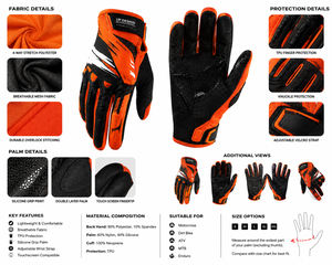 Gants de motocross premium orange pour la moto, la course, la protection des doigts, équipement sportif antidérapant et respirant - Product Image 5