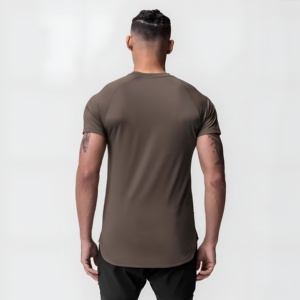 T-shirt de sport marron respirant à séchage rapide pour homme, idéal pour la gym et l'entraînement, décontracté à manches courtes, vêtement de sport personnalisable avec logo, vente en gros - Product Image 2