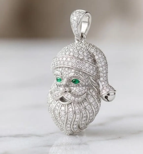 Pendentif Père Noël en Moissanite, Breloque en Argent, Collier à Perles de Zircon, Bijoux Hip Hop Unisexe - Product Image 3