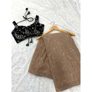 Belle robe de soirée Saree avec travail de séquence pour les fêtes - Product Image 2