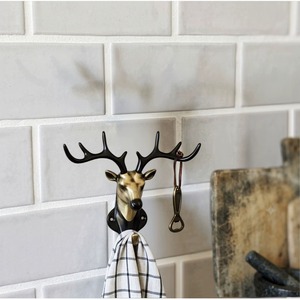 Étagère murale rustique en laiton tête de cerf, la plus vendue, robuste, en alliage de zinc, décorative, disponible à bon prix - Product Image 2