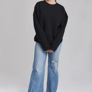 Sweat-shirt pour femme 100% coton, couleur unie, écologique, respirant, coupe ajustée, pull d'hiver - Product Image 2